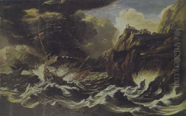 Tempesta Con Costa Marina E Barche Oil Painting by Pieter Mulier the Younger