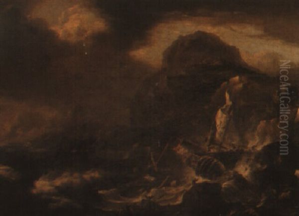 A Shipwreck On A Rocky Coast Oil Painting by Pieter Mulier the Younger