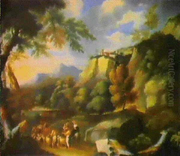 Paesaggio Con Viaggiatori Oil Painting by Pieter Mulier the Younger