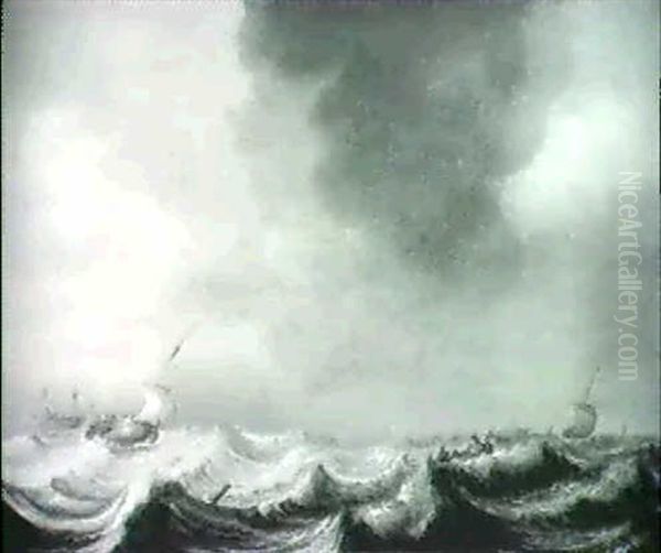 Shipping In A Choppy Sea Oil Painting by Pieter Mulier the Younger