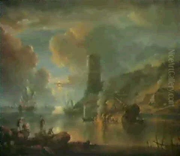 Un Chantier Naval En Mediterranee Oil Painting by Pieter Mulier the Younger