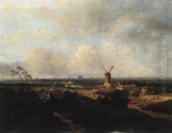 Vue De Haarlem Oil Painting by Johannes Josephus Van Mulken