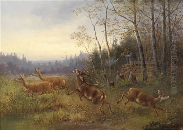 Hirschjagd Oil Painting by Moritz Mueller the Elder