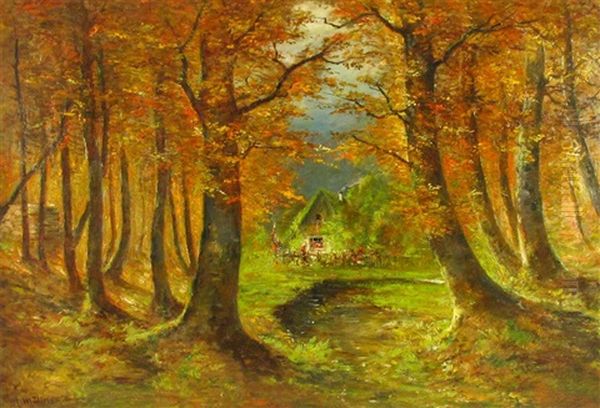 Forsthaus Im Wald Oil Painting by Moritz Mueller the Elder