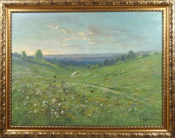 Sommerliche Wiesenlandschaft Bei Langebruck, Im Hintergrund Die Dresdener Heide Oil Painting by Moritz Mueller the Elder