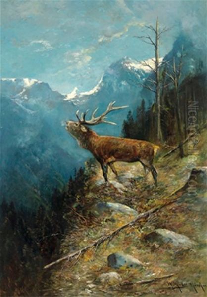 Rohrender Hirsch Oil Painting by Moritz Mueller the Elder