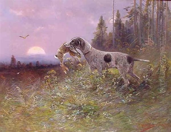 Apportierender Jagdhund Oil Painting by Moritz Mueller the Elder