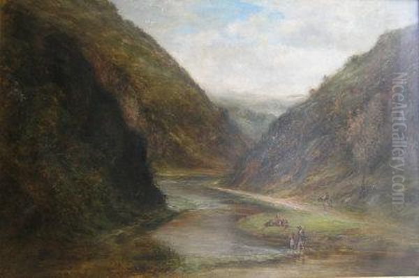 Entrance To Dovedale, Derbyshire Oil Painting by James Lees Bilbie