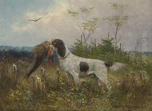 Jagdhund Mit Fasan Oil Painting by Moritz Mueller the Younger