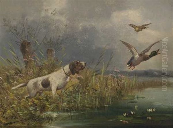 Jagdhund Mit Enten Oil Painting by Moritz Mueller the Younger