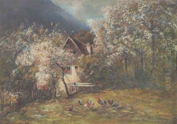 Fruhlingsgarten Oil Painting by Moritz Mueller the Younger