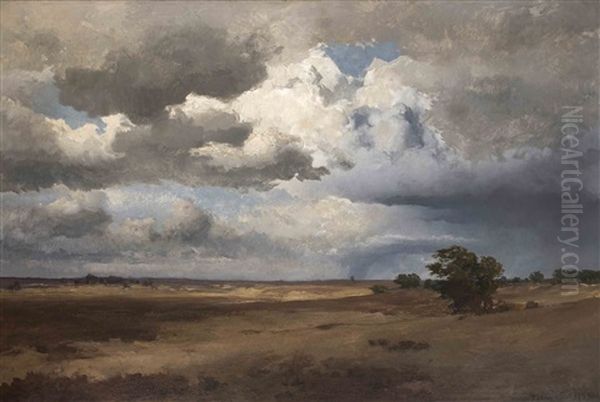 Gewitterwolken Uber Der Dotlinger Heide Oil Painting by Georg Bernhard Mueller vom Siel