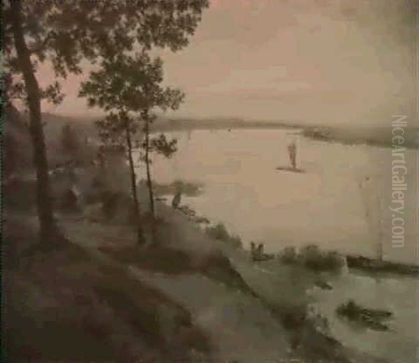 Norddeutsche Flusslandschaft Oil Painting by Georg Bernhard Mueller vom Siel