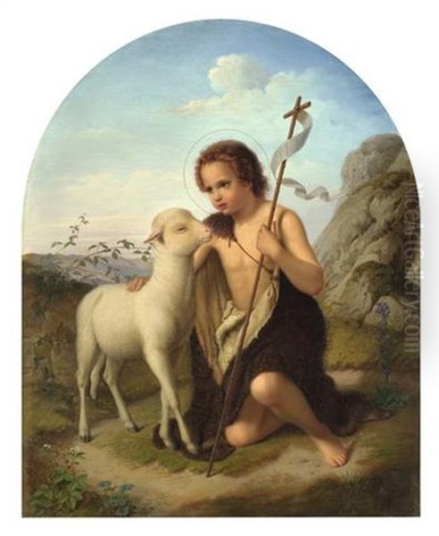 Johannes Der Taufer Als Kind (ecce Agnus Dei) Oil Painting by Andreas Johann Jakob Mueller