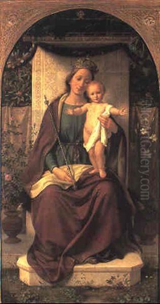 Madonna Mit Kind Oil Painting by Andreas Johann Jakob Mueller