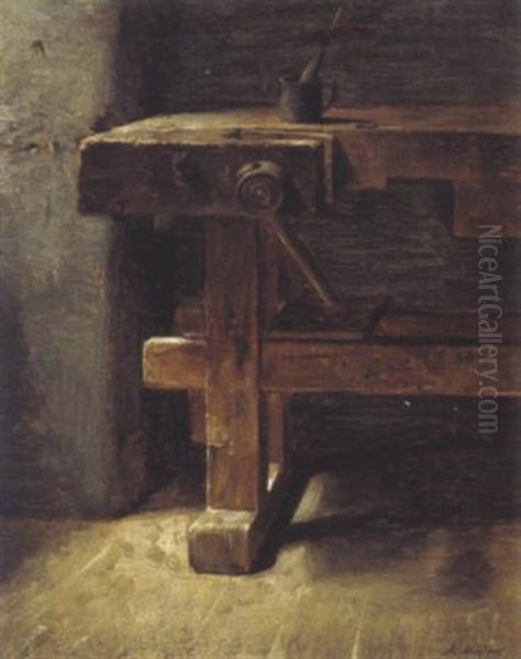 Werkbank Oil Painting by Anton Eduard Mueller