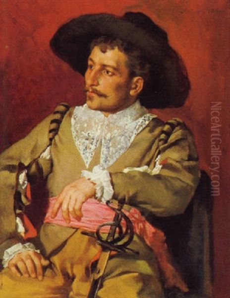 Kavalier Mit Degen Oil Painting by Anton Eduard Mueller