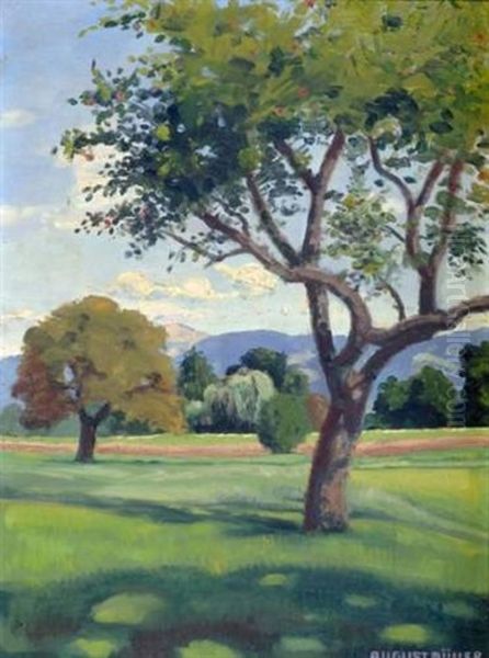 Berim Flugplatz Altensaim (paysage) Oil Painting by August Mueller