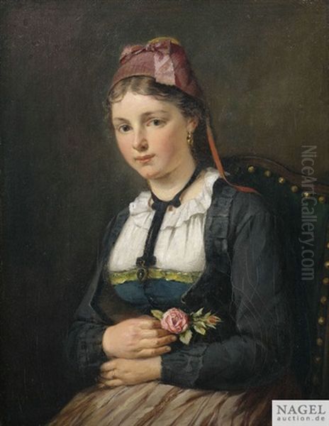 Schwarzwaldmadchen Oil Painting by August Mueller