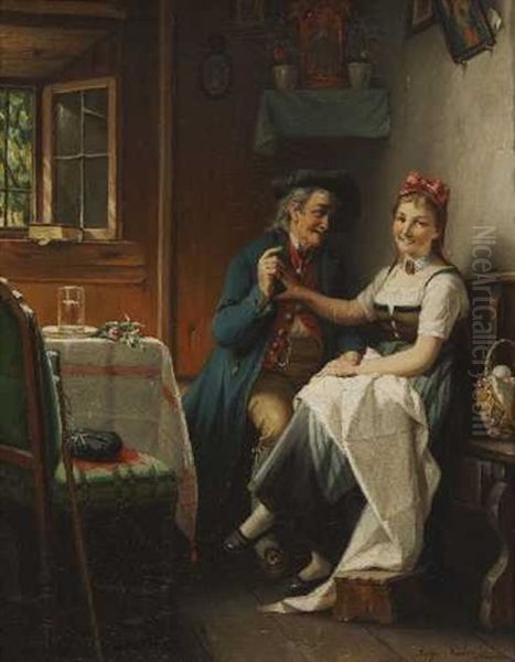 Der Freier Oil Painting by August Mueller