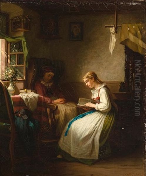 Filial Devotion Oil Painting by August Mueller