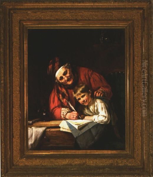 The Lesson Oil Painting by August Mueller