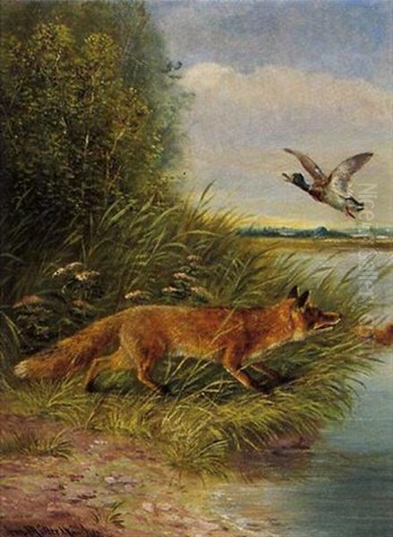 Entenjagd Oil Painting by August Mueller