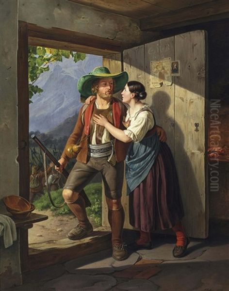 Andreas Hofer's Farewell Oil Painting by Carl Friedrich Moritz Mueller