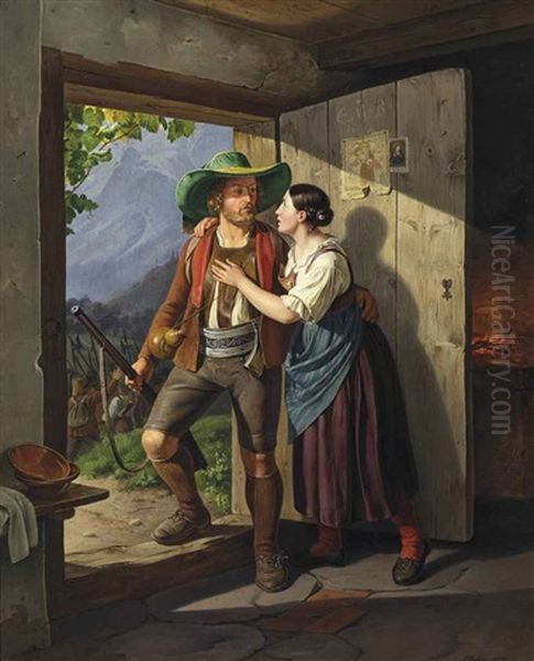 Andreas Hofer's Farewell Oil Painting by Carl Friedrich Moritz Mueller