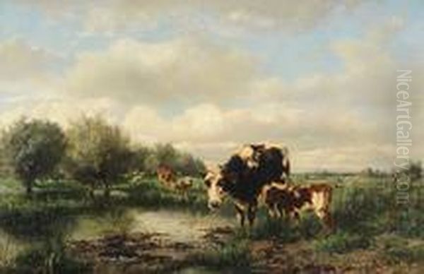 Kuhe Auf Der Weide Oil Painting by Albertus Gerardus Bilders