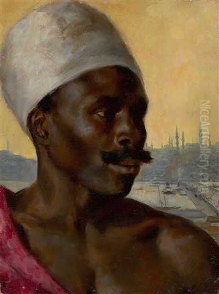 Portrait Eines Afrikaners Oil Painting by Carl Leopold Mueller