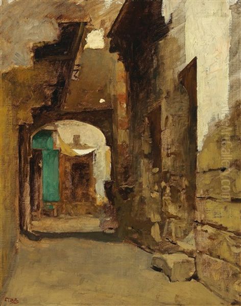 Oriental Street Oil Painting by Carl Leopold Mueller