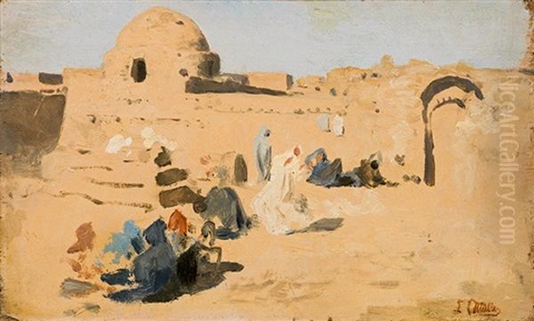 Elementary School In Upper Egypt (nature Study) Oil Painting by Carl Leopold Mueller