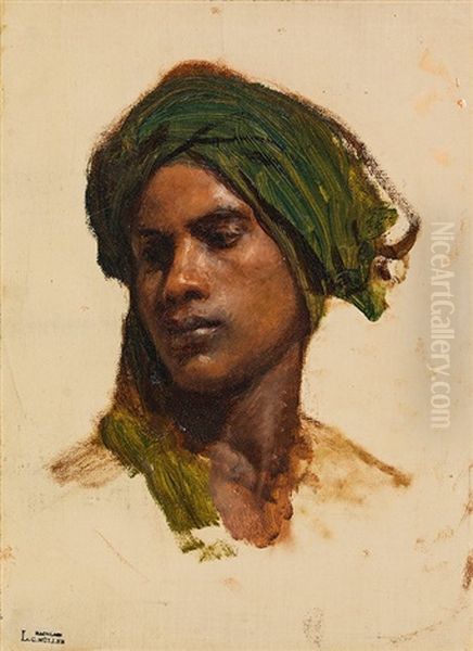 Portrait Of A Sharif (head Study) Oil Painting by Carl Leopold Mueller