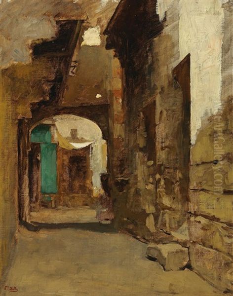 Oriental Alleyway Oil Painting by Carl Leopold Mueller