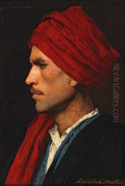 Head Of An Oriental Oil Painting by Carl Leopold Mueller