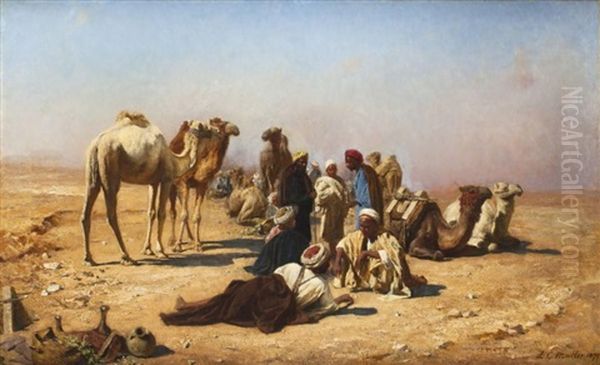 Halte Dans Le Desert Oil Painting by Carl Leopold Mueller