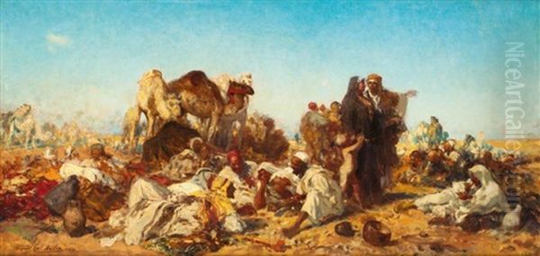 Campement Bedouin Oil Painting by Carl Leopold Mueller