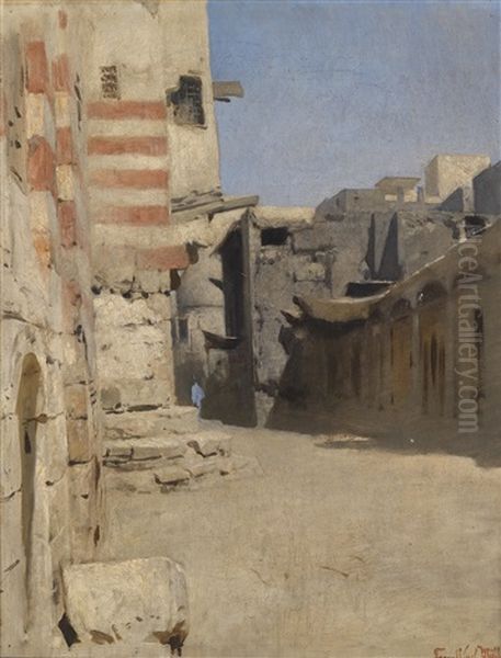 Strase Birket El-kherum In Kairo (study) Oil Painting by Carl Leopold Mueller