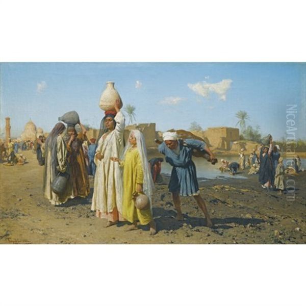 The Water Carriers Oil Painting by Carl Leopold Mueller