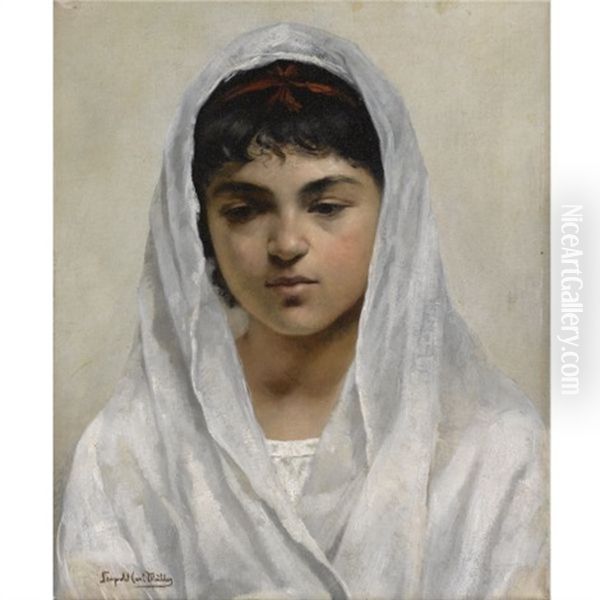 Girl In White by Carl Leopold Mueller