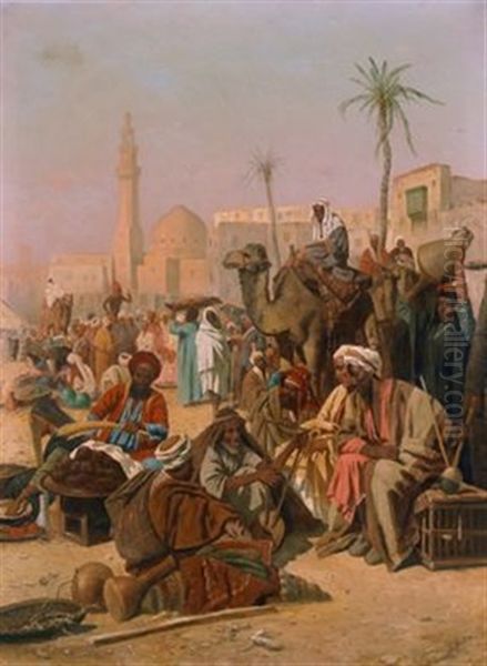 Der Markt In Kairo Oil Painting by Carl Leopold Mueller