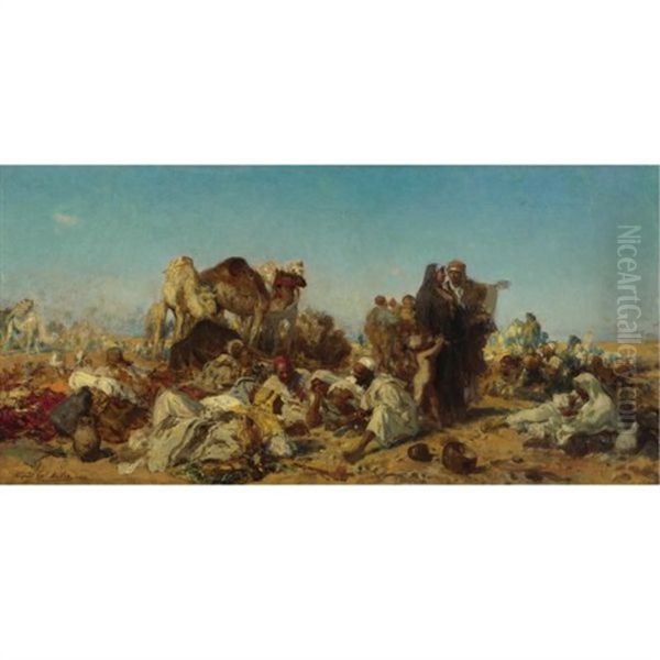 The Bedouin Encampment Oil Painting by Carl Leopold Mueller