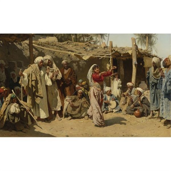 An Almee's Admirers (egyptische Tanzerin) Oil Painting by Carl Leopold Mueller