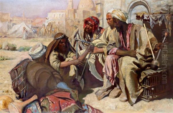 Der Markt In Cairo,teilkopie Nach Dem Original In Der Osterreichischen Galerie, Belvedere Oil Painting by Carl Leopold Mueller