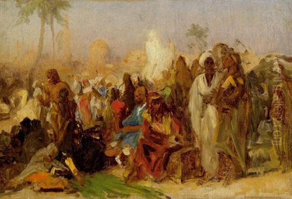 Skizze - Orientalische Szene (preliminary Sketch) Oil Painting by Carl Leopold Mueller