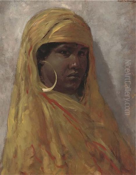 A Moorish Girl Oil Painting by Carl Leopold Mueller