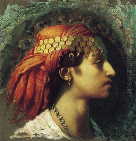 Bildnis Einer Orientalin Im Profil Oil Painting by Carl Leopold Mueller