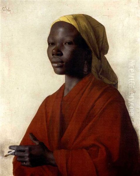 Sudanese Beauty Oil Painting by Carl Leopold Mueller