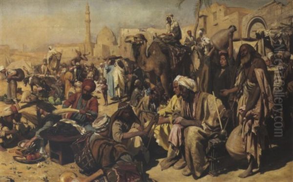 Der Markt In Cairo Oil Painting by Carl Leopold Mueller